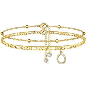 26 Letters Anklet Zircon Letters Simple (Option: O)