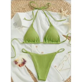 Factory Wholesale Women's Sexy Small Rib Bikini Tie Bikini Set Two Piece Swimsuit Beach Wear (Option: Style15-L)