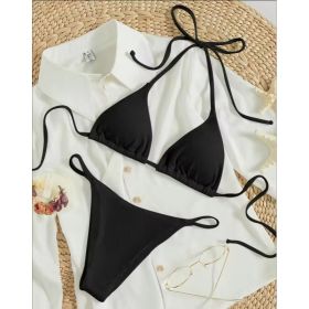 Factory Wholesale Women's Sexy Small Rib Bikini Tie Bikini Set Two Piece Swimsuit Beach Wear (Option: Style5-L)