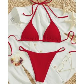 Factory Wholesale Women's Sexy Small Rib Bikini Tie Bikini Set Two Piece Swimsuit Beach Wear (Option: Style2-M)