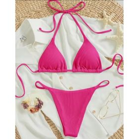 Factory Wholesale Women's Sexy Small Rib Bikini Tie Bikini Set Two Piece Swimsuit Beach Wear (Option: Style3-L)