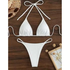 Factory Wholesale Women's Sexy Small Rib Bikini Tie Bikini Set Two Piece Swimsuit Beach Wear (Option: Style13-L)