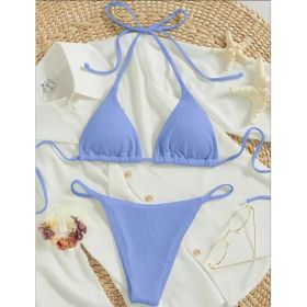 Factory Wholesale Women's Sexy Small Rib Bikini Tie Bikini Set Two Piece Swimsuit Beach Wear (Option: Style9-M)