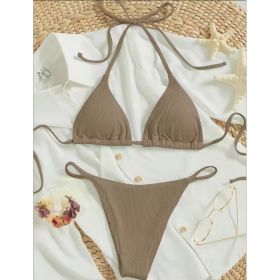Factory Wholesale Women's Sexy Small Rib Bikini Tie Bikini Set Two Piece Swimsuit Beach Wear (Option: Style14-M)